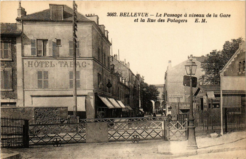 Carte postale ancienne Bellevue - La Passage a niveau