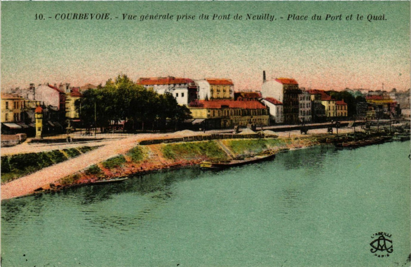 Carte postale ancienne Courbevoie - Vue generale prise du Pont de Neuilly à Courbevoie
