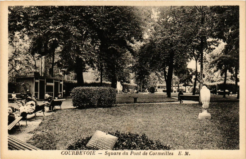 Carte postale ancienne Courbevoie - Square du Pont à Courbevoie