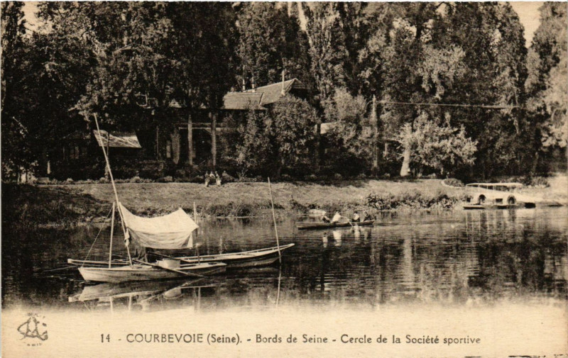 Carte postale ancienne Courbevoie - Bords de Seine à Courbevoie