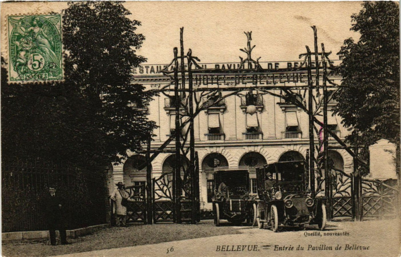 Carte postale ancienne Bellevue - Entree du Pavillon de Bellevue