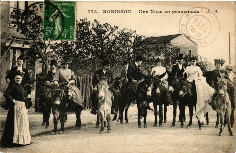 Carte postale ancienne Robinson - Une Noce en promenade