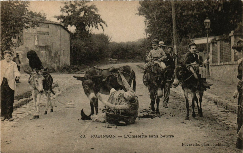 Carte postale ancienne Robinson - L'Omelette sans beurre