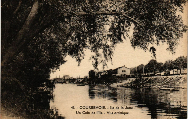 Carte postale ancienne Courbevoie - Un coin de l'Ile à Courbevoie