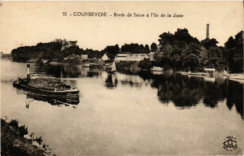Carte postale ancienne Courbevoie - Bords de Seine a l'Ile à Courbevoie