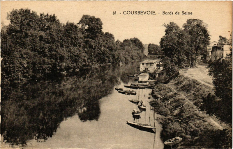 Carte postale ancienne Courbevoie - Bords de Seine à Courbevoie
