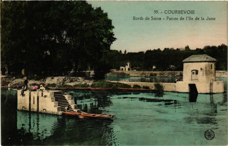 Carte postale ancienne Courbevoie - Bords de Seine à Courbevoie