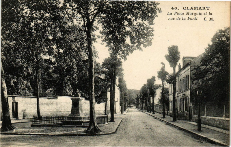 Carte postale ancienne La Place Marquis et la rue de la Forêt à Clamart