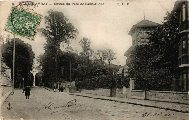 Carte postale ancienne Ville-d'Avray - Entree du Parc de Saint-Cloud à Ville-d'Avray