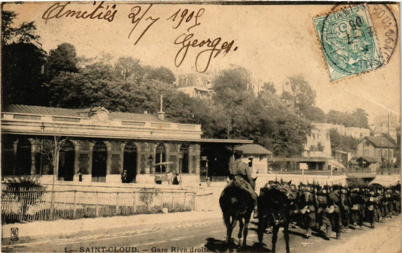 Carte postale ancienne Saint-Cloud - Gare Rive droite à Saint-Cloud