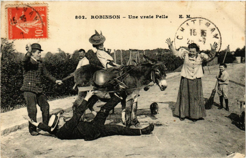 Carte postale ancienne Robinson - Une vrale Pelle