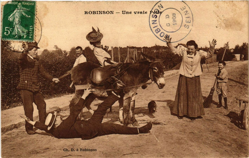 Carte postale ancienne Robinson - Une vraie Pelle