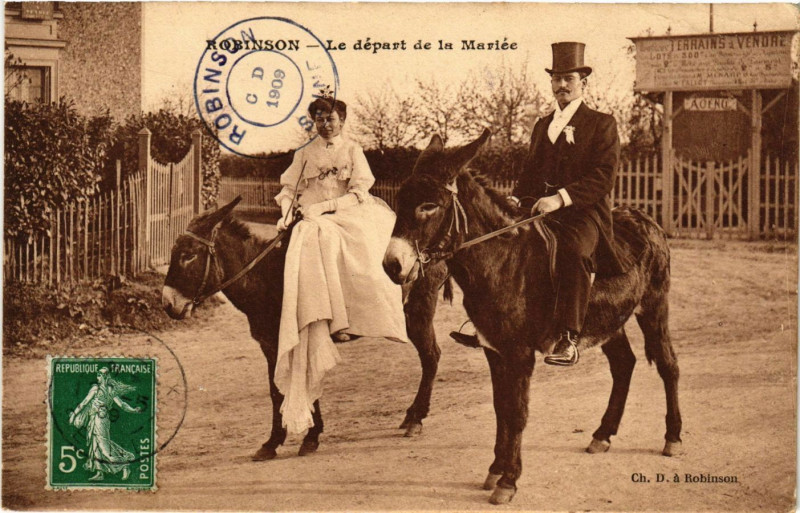 Carte postale ancienne Robinson - Le Depart de la Mariee