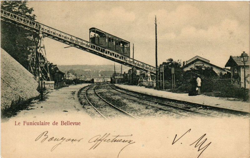 Carte postale ancienne Le Funiculaire de Bellevue