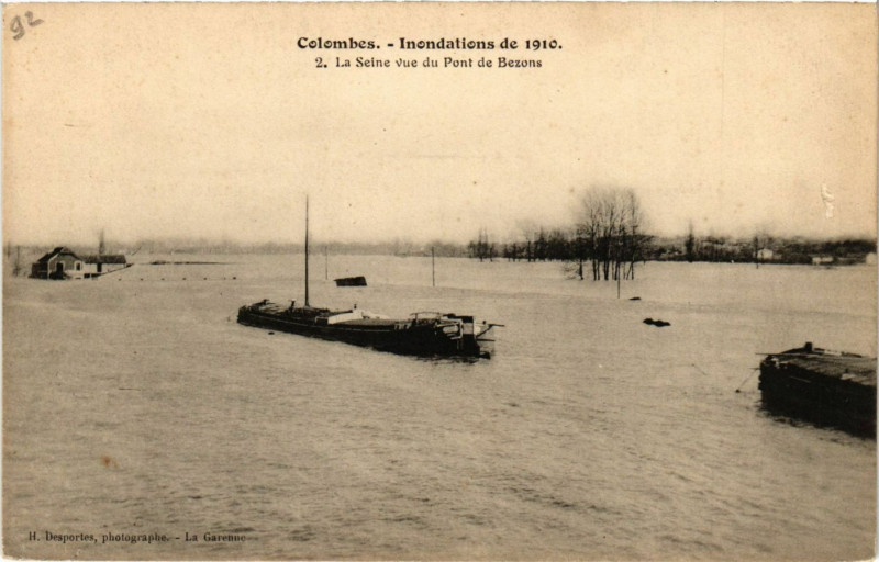 Carte postale ancienne Colombes - Inondations de 1910 à Colombes