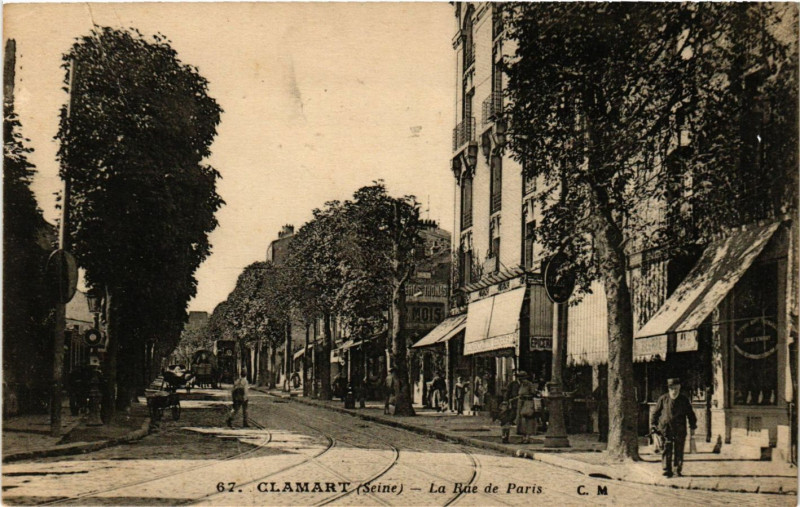 Carte postale ancienne Clamart - La Rue de Paris à Clamart