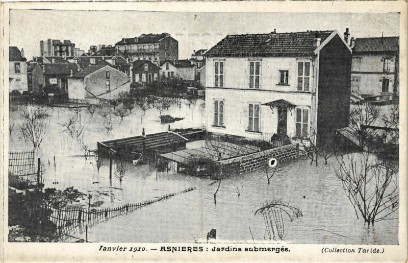 Carte postale ancienne Asnieres - Jardins submerges