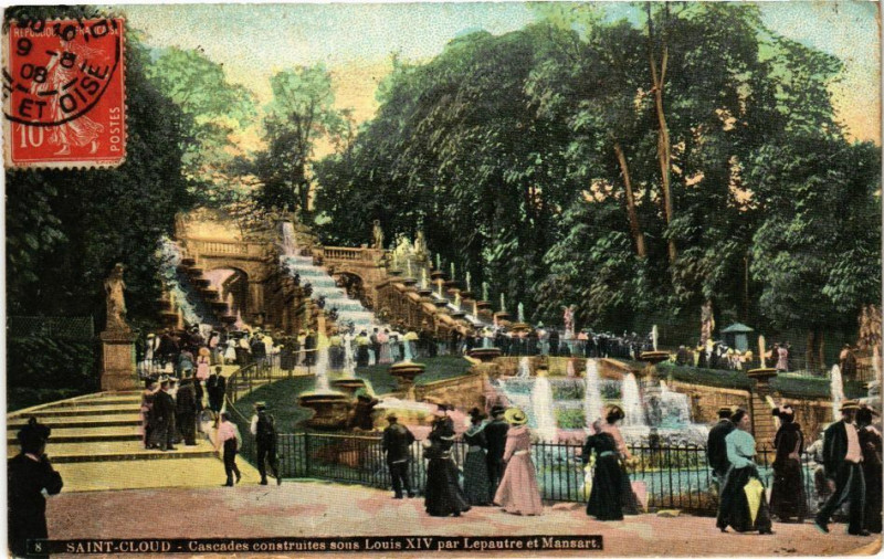 Carte postale ancienne Ed. Aqua 8 Saint-Cloud Cascades construites sous Louis Xiv à Saint-Cloud