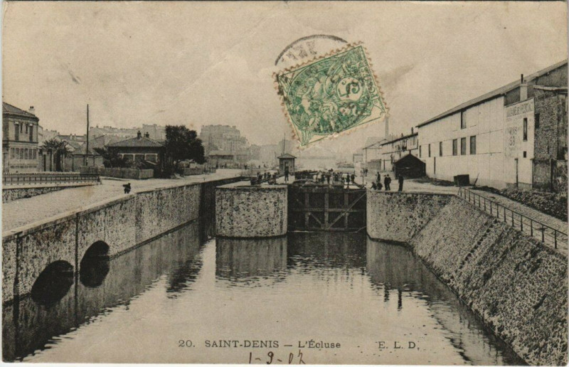 Carte postale ancienne Saint-Denis - L'Ecluse à Saint-Denis
