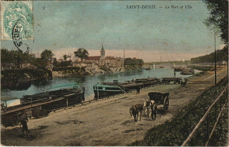 Carte postale ancienne Saint-Denis - Le Port et l'Ile à Saint-Denis