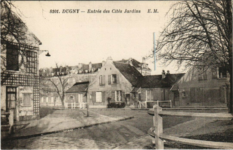 Carte postale ancienne Dugny - Entree de Cites Jardins à Dugny