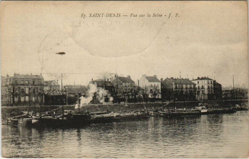 Carte postale ancienne Saint-Denis - Vue sur la Seine à Saint-Denis