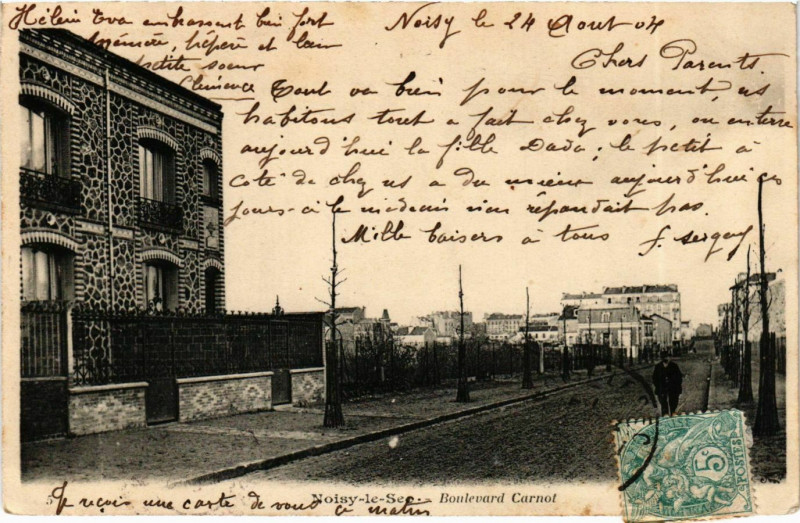 Carte postale ancienne Noisy-le-Sec Boulevard Carnot à Noisy-le-Sec