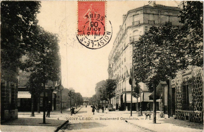 Carte postale ancienne Noisy-le-Sec Boulevard Gambetta à Noisy-le-Sec