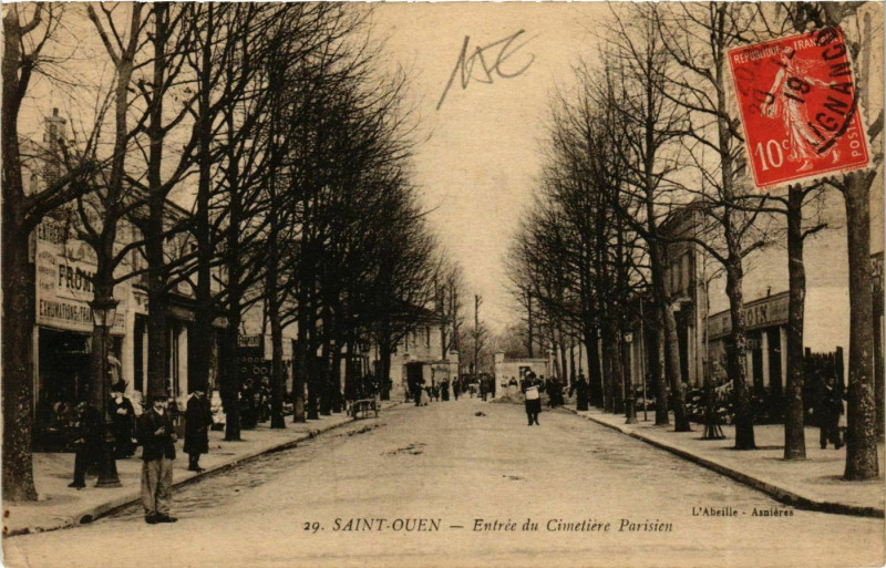 Carte postale ancienne Entrée du Cimetière Parisien à Saint-Ouen-sur-Seine