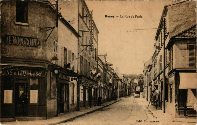 Carte postale ancienne Rosny-sous-Bois Rue de Paris à Rosny-sous-Bois