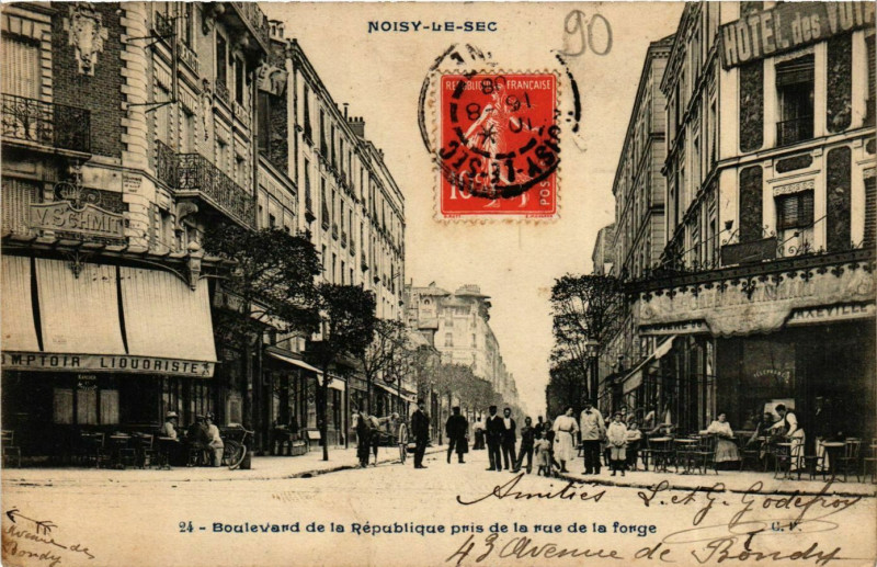 Carte postale ancienne Noisy-le-Sec Boulevard de la République à Noisy-le-Sec