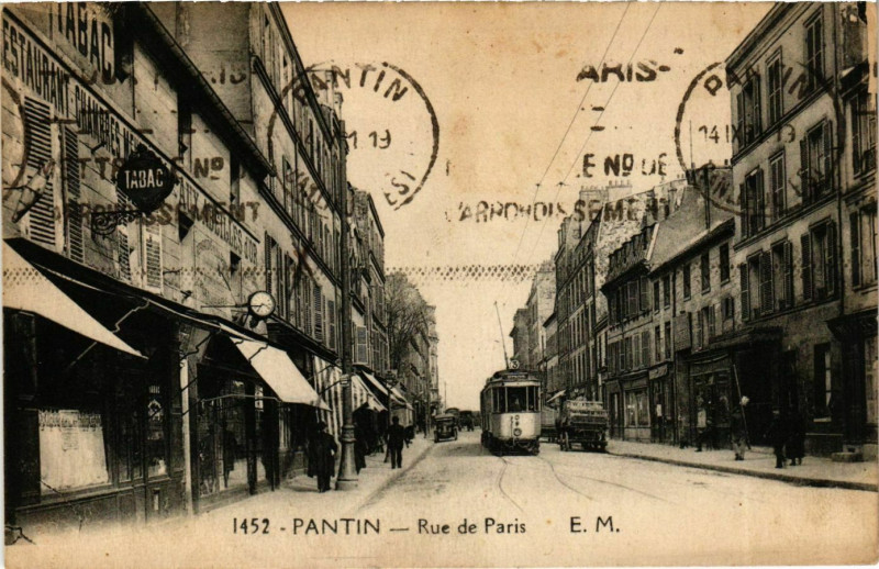 Carte postale ancienne Pantin Rue de Paris à Pantin