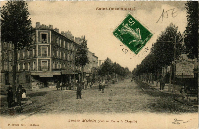 Carte postale ancienne Avenue Michelet (Près de la Rue de la Chapelle) à Saint-Ouen-sur-Seine