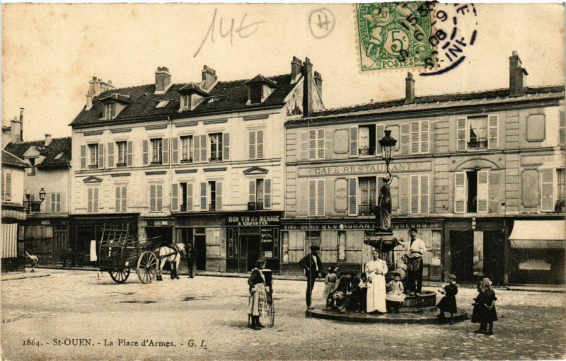 Carte postale ancienne La Place d'Armes à Saint-Ouen-sur-Seine