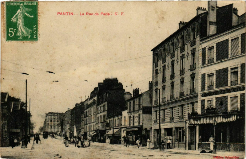 Carte postale ancienne Pantin Rue de paris à Pantin