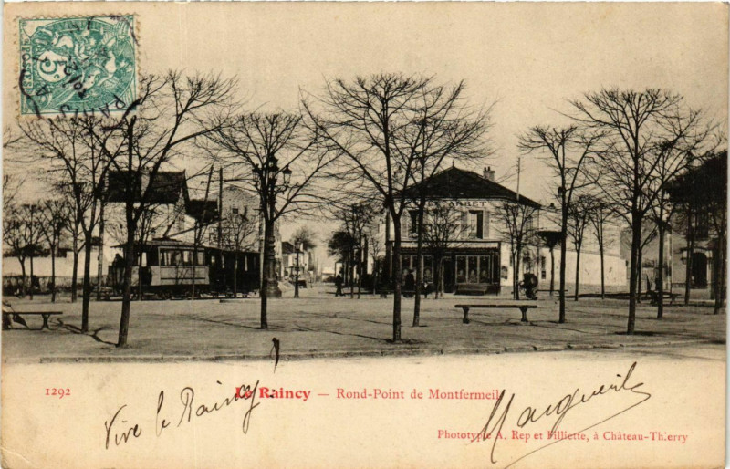 Carte postale ancienne Le Raincy Rond-Point de Montfermeil à Montfermeil