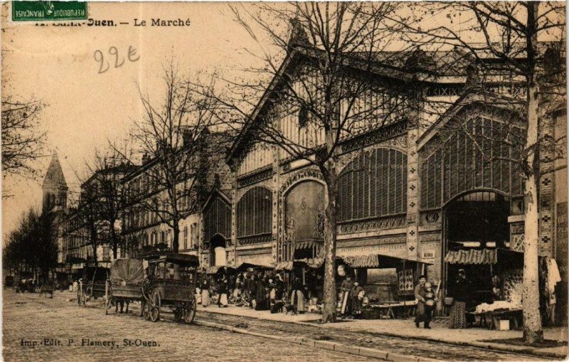 Carte postale ancienne Le Marché à Saint-Ouen-sur-Seine