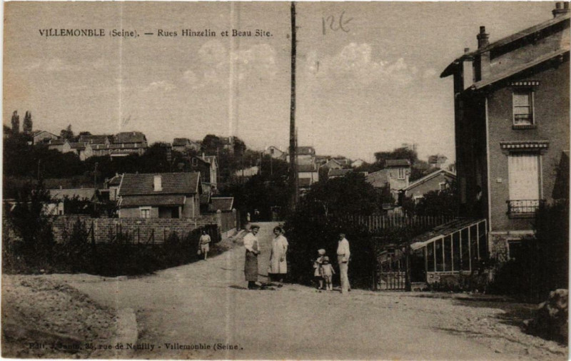 Carte postale ancienne Villemonble (Seine) -Rues Hinzelin et Beau Site à Villemomble