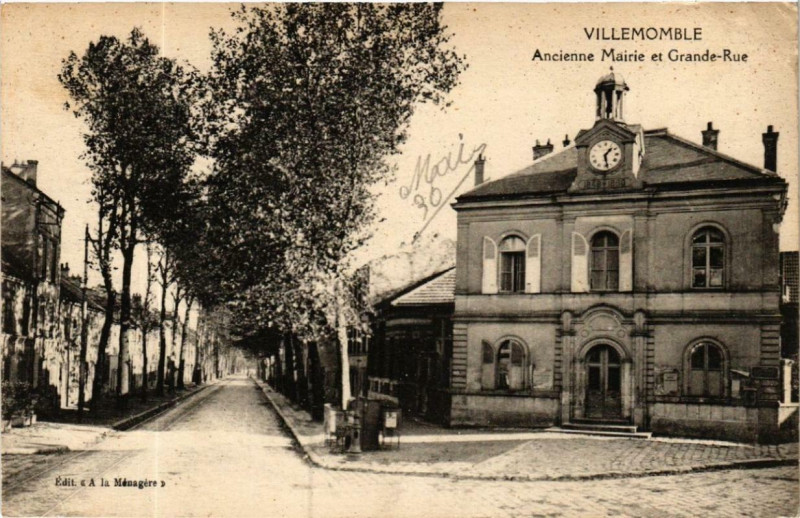 Carte postale ancienne Villemomble Ancienne Mairie et Grande-Rue à Villemomble