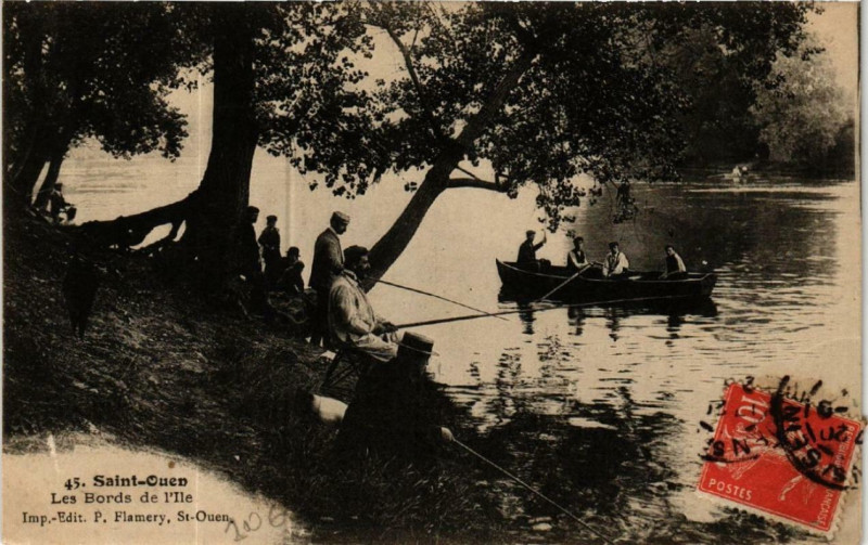 Carte postale ancienne Les Bords de l'Ile à Saint-Ouen-sur-Seine