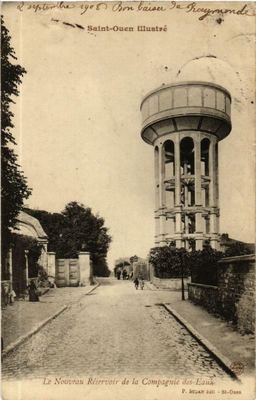 Carte postale ancienne Le Nouveau Réservoir de la Compagnie des Eaux à Saint-Ouen-sur-Seine