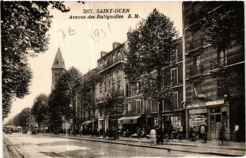 Carte postale ancienne Avenue des Batignolles à Saint-Ouen-sur-Seine