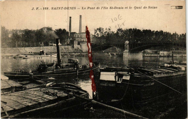 Carte postale ancienne Saint-Denis Le Pont de l'Ile Saint-Denis et le Quai de Seine à Saint-Denis