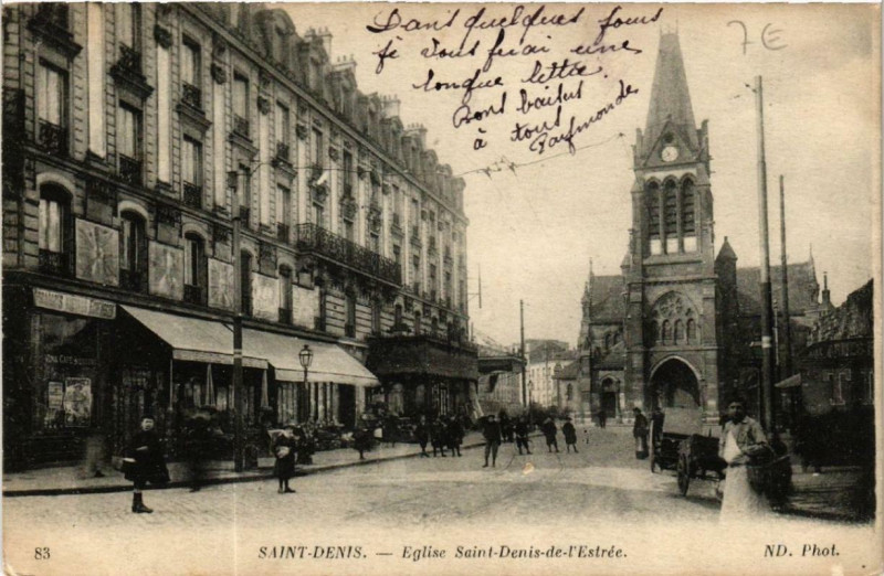 Carte postale ancienne Saint-Denis Eglise Saint-Denis de l'Estree à Saint-Denis