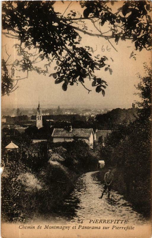 Carte postale ancienne Pierrefitte Chemin de Montmagny et Panorama sur Pierrefitte
