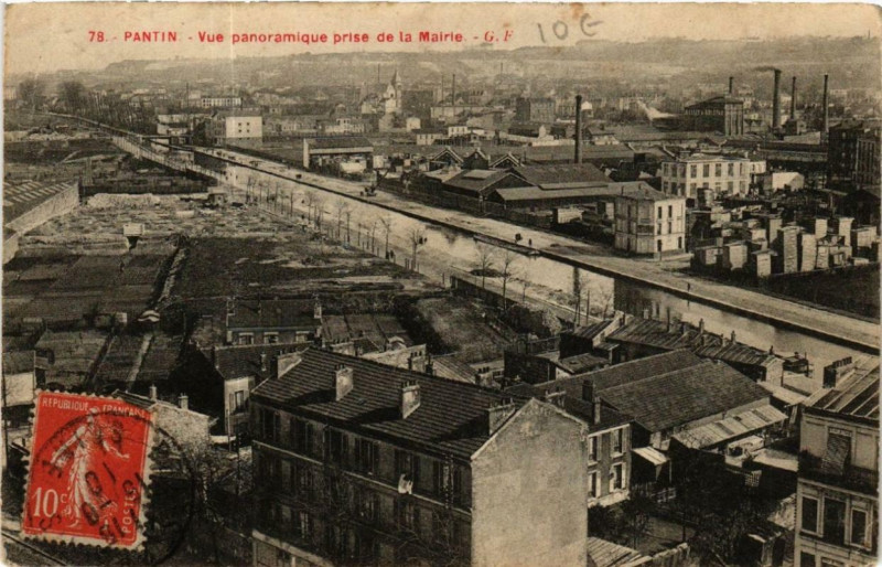 Carte postale ancienne Pantin Vue panoramique prise de la Mairie à Pantin