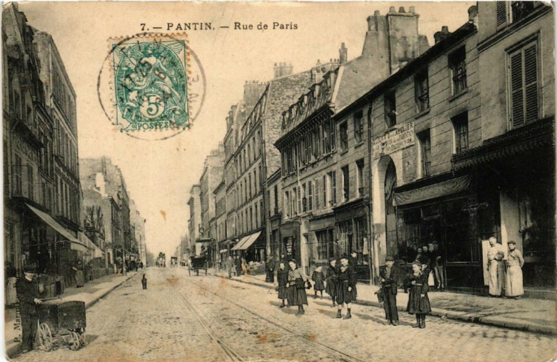 Carte postale ancienne Pantin Rue de Paris. à Pantin