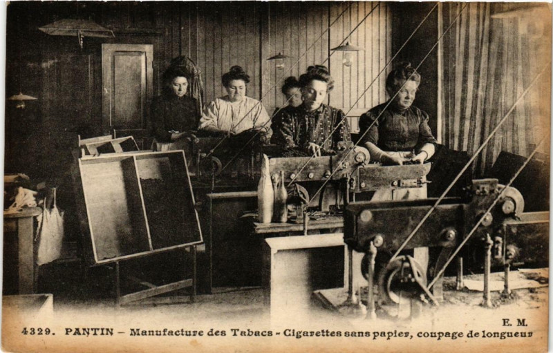 Carte postale ancienne Pantin Manufacture des Tabacs. Cigarettes sans papier. à Pantin