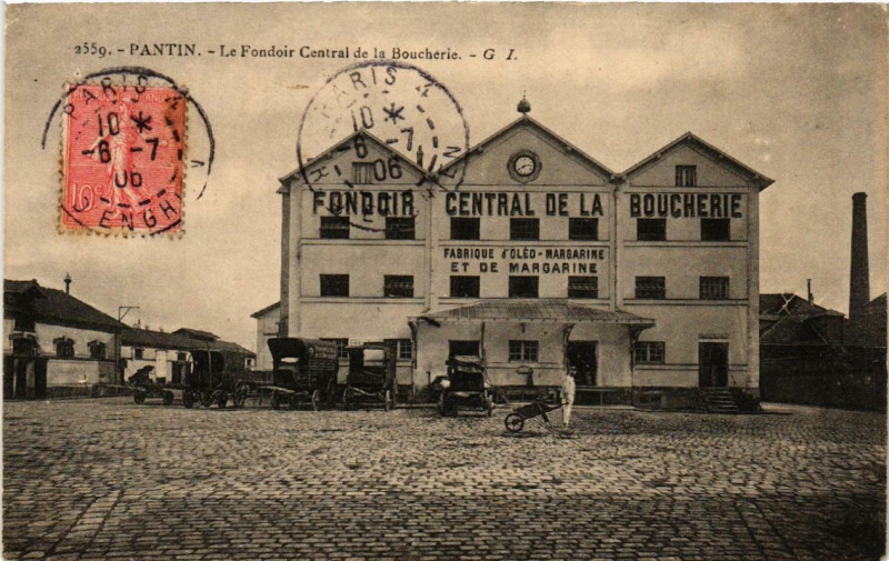 Carte postale ancienne Pantin Le Fondoir Central de la Boucherie. à Pantin