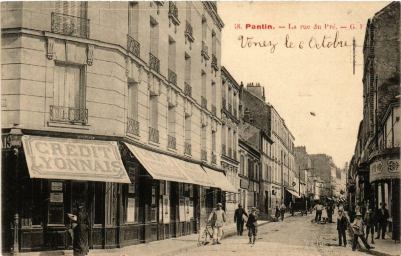 Carte postale ancienne Pantin La rue du Pre. à Pantin